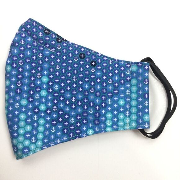 2/$15 - Blue Mask, Blue Hexagon Anchor Face Mask, Filti Filter - Picture 2 of 16